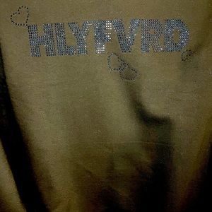 Black sweatshirt with dark blue rhinestones